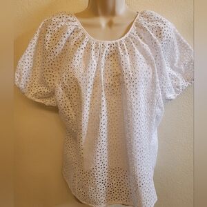 J. Crew Eyelet Short Sleeve Blouse